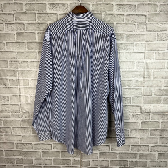 Ralph Lauren Classic Fit Nautical Blue Vertical Striped Button Down Shirt 2XLT - Picture 4 of 7